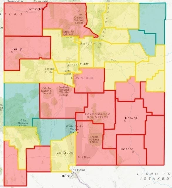 Santa Fe County Map The Newest Map Is Out And Sandoval County, Bernalillo County, And Santa Fe  County Are Among 14 Counties In The Yellow - Sandoval County