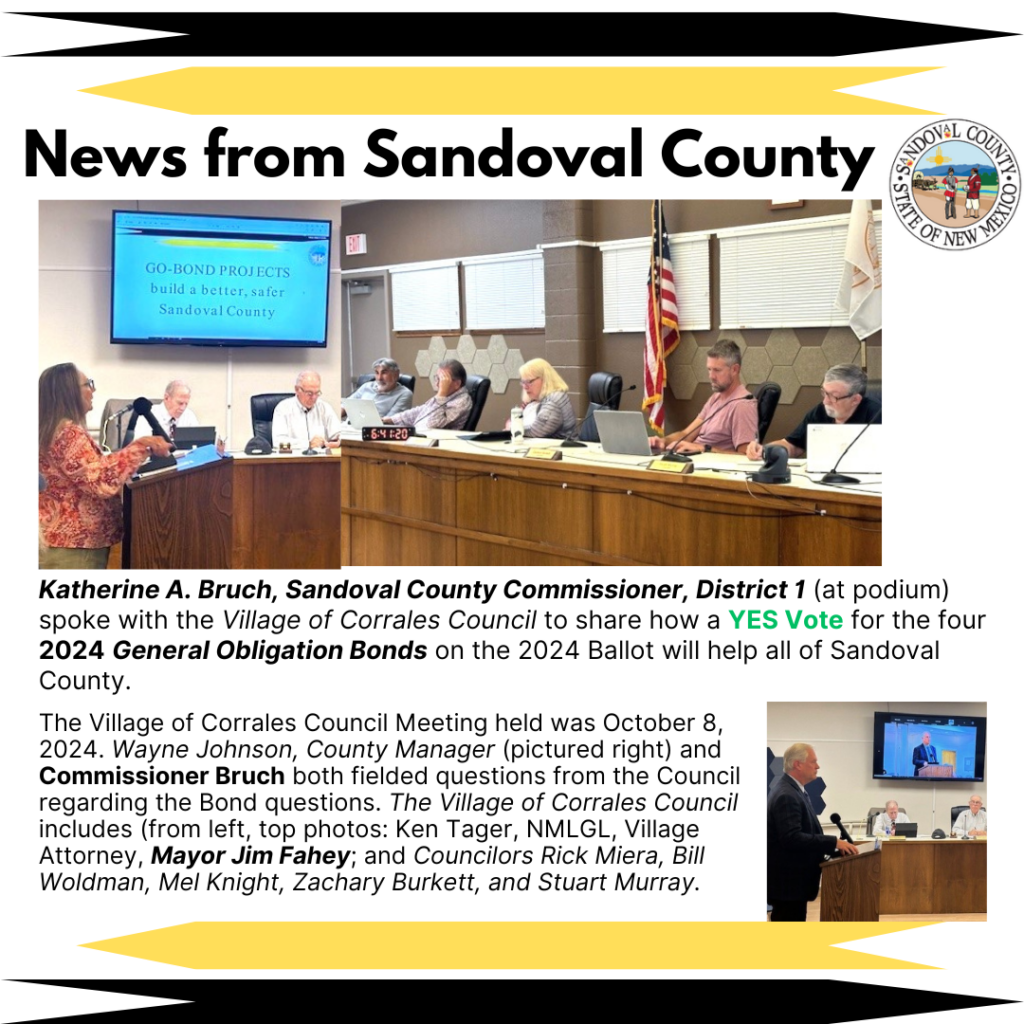 Sandoval County Commission Katherine Bruch speaks with Village of Corrales Council