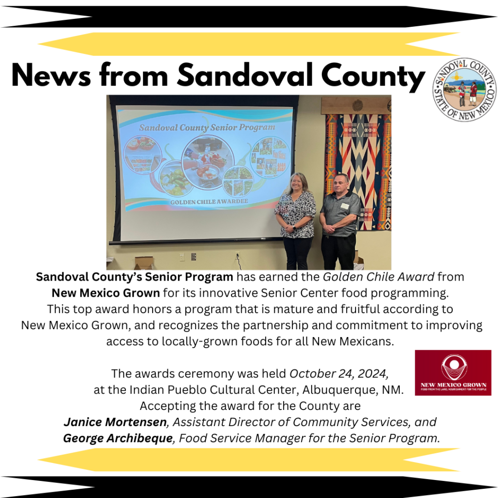 golden chile award presented to innovative senior center food programming