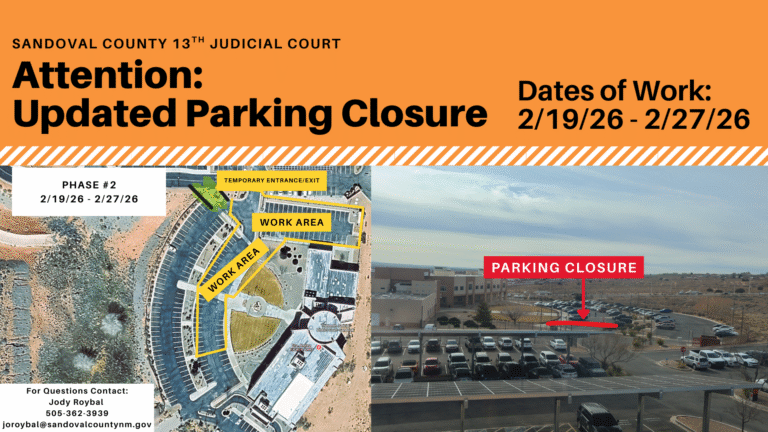Updated Parking Lot Closure from 2/19/26 - 2/27/26.