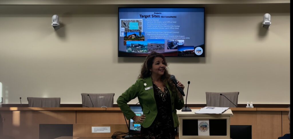 Dora Dominguez, Sandoval County Economic Development Director, speaking at January 2025 SEAR Partner Breakfast