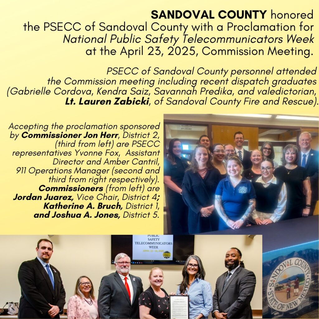 Sandoval County honored PSECC of Sandoval County with Proclamation on April 23, 2025, Commission Meeting