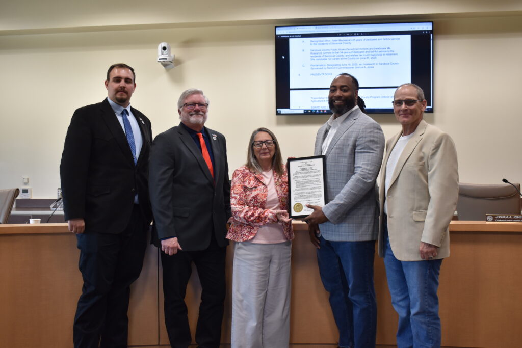 Sandoval County Commissioners (from left to right); Vice Chair Jordan Juarez, District 4; Commissioner Jon Herr, District 2; Commissioner Katherine A. Bruch, District 1; Commissioner Joshua Jones; and Chair Michael Meek, District 3.