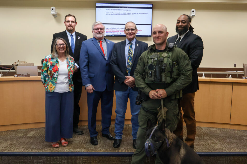 Sergeant Luke Osborn, K9 Kikin, and Sandoval County Commissioners