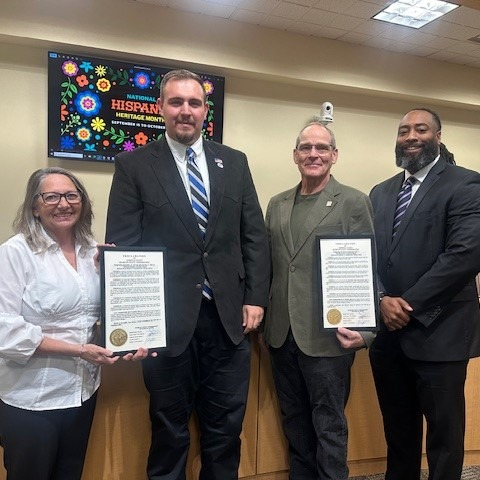 Sandoval County Commissioners Katherine A. Bruch, District 1, Vice Chair Jordan Juarez, District 4, Chair Michael Meek, District 3, and Joshua Jones, District 5.