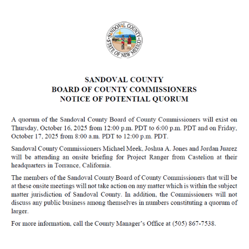 Notice of Potential Quorum