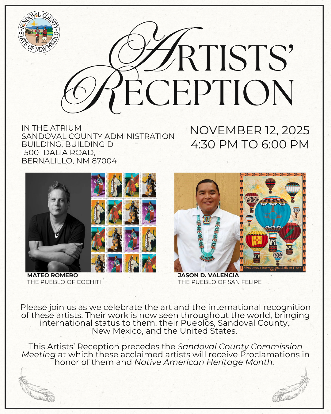Artists' Reception on November 12, 2025 in the Sandoval County Administration Building