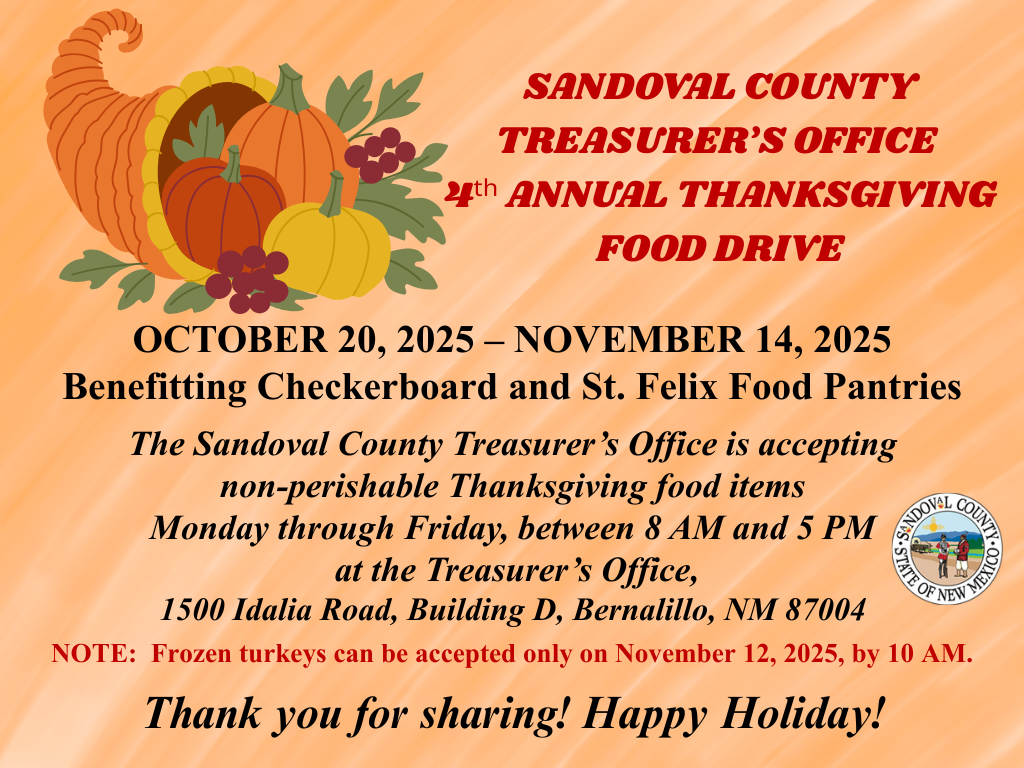 Sandoval County Treasurer's Office is having their fourth annual food drive