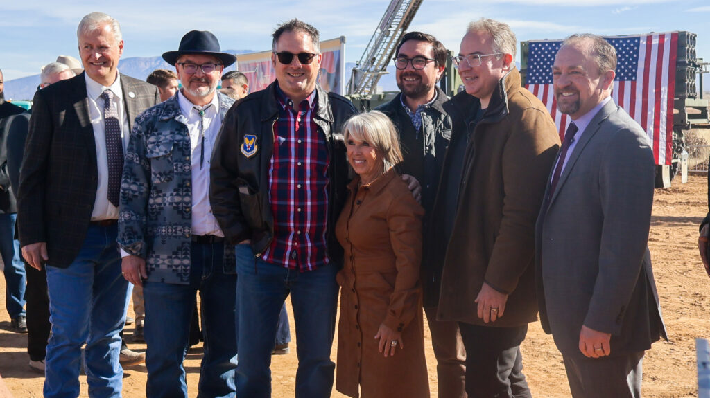 From left: Sandoval County Manager Wayne Johnson; Cabinet Secretary of the New Mexico Economic Development Department Rob Black; New Mexico State Senator Jay C. Block; Governor Michelle Lujan Grisham; Castelion Co-Founder and CFO Andrew Kreitz; Castelion Co-Founder and CEO Bryon Hargis; and Rio Rancho Mayor Gregg Hull
