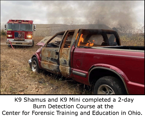 k9s at 2-day burn detection course
