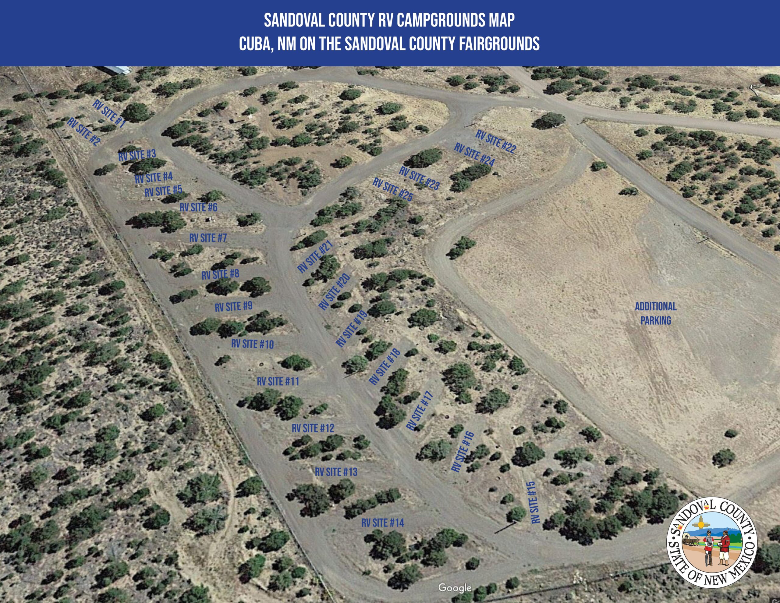 Overhead view of sandoval county RV campgrounds map