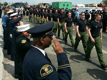 Firefighters marching in formation