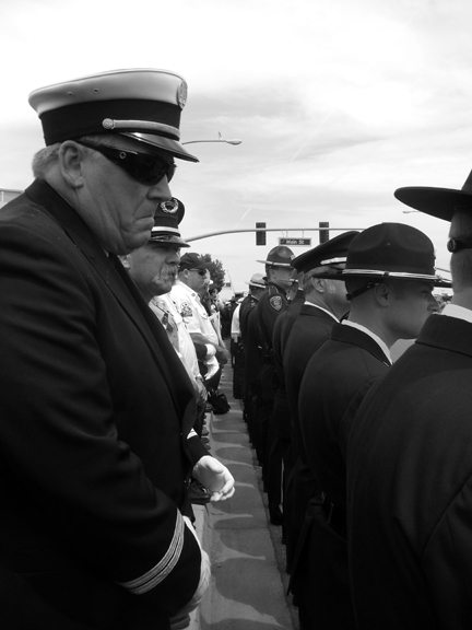 Black and white firefighter image
